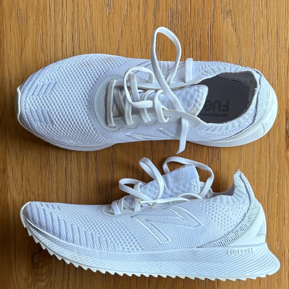 New Balance White Knit Athletic Shoes